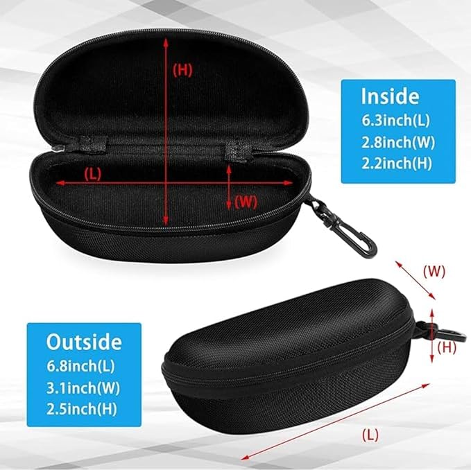 ZONLY 3 Pack Sunglasses Case Portable Travel Zipper Eyeglasses Case Hook With Cleaning Cloth