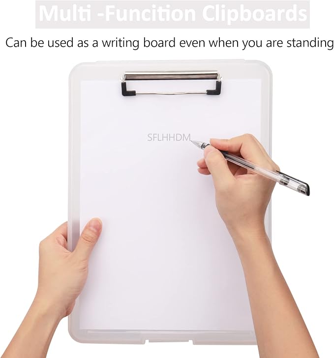 Clipboard with Storage,Storage Clipboard with Clip,Clipboards Foldable for Nurse,for 8.5x11 Paper Clip Boards,A4 Clipboards Case with Smooth Writing for Office Supplies Clip Board Case-Translucent