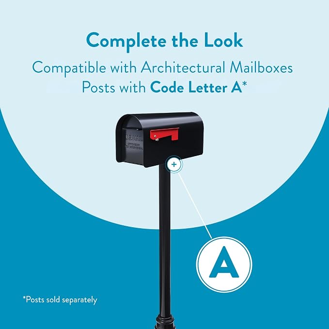 Architectural MAILBOXES Ironside Large Capacity Galvanized Steel black, Post-Mount Mailbox, MB801BAM, Metal, Black | Galvanized steel build for outside with rust-resistant powder-coat finish and a magnetic door closure. USPS approved.