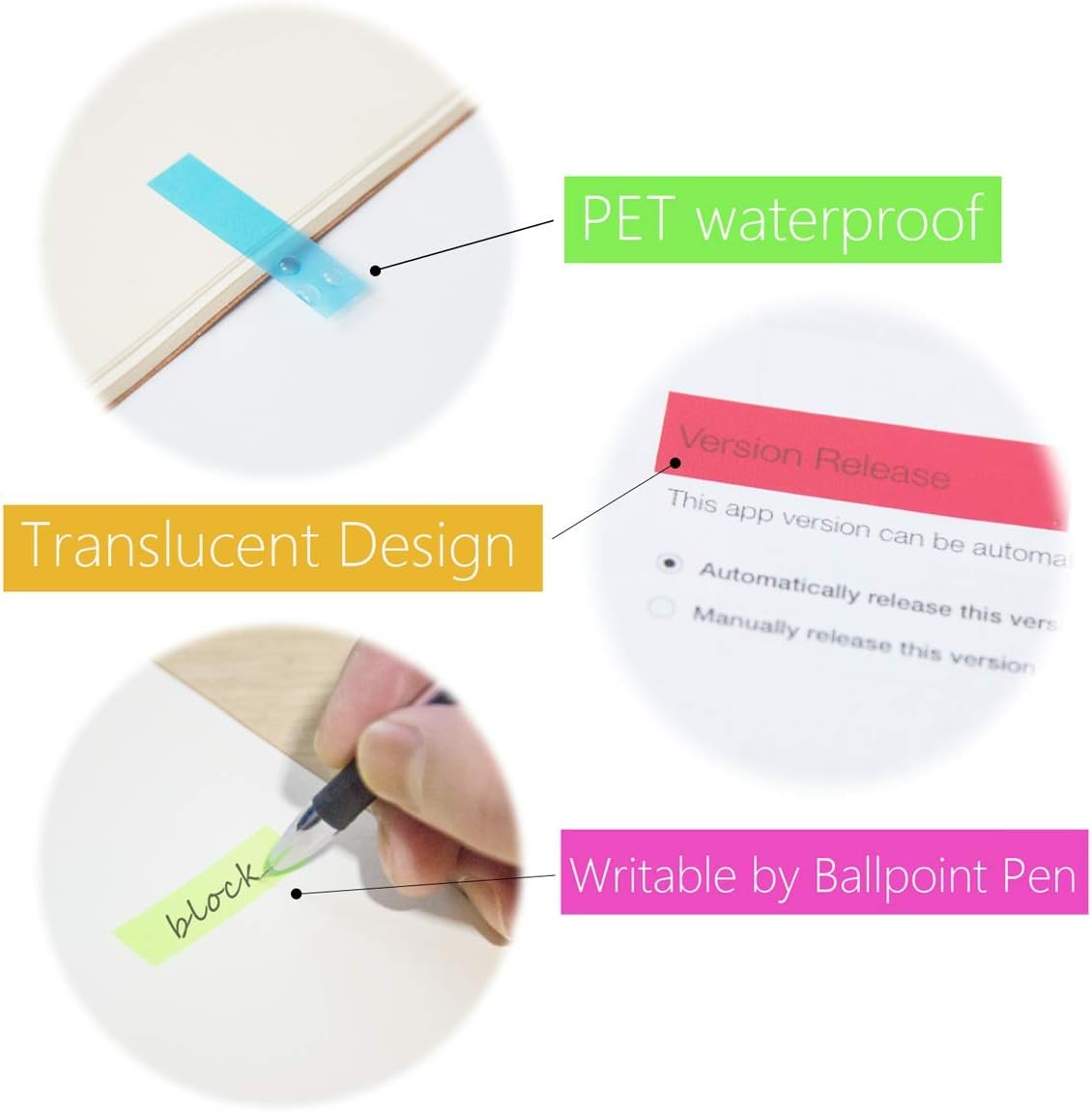 KICNIC Sticky Tabs 2250pcs, Self-Adhesive Book Tabs for Annotating Books, Arrow Page Markers Flags for Notebooks, Bible, Binder, School, Office[3 Designs, 3 Sizes, 10 Bright Colors]