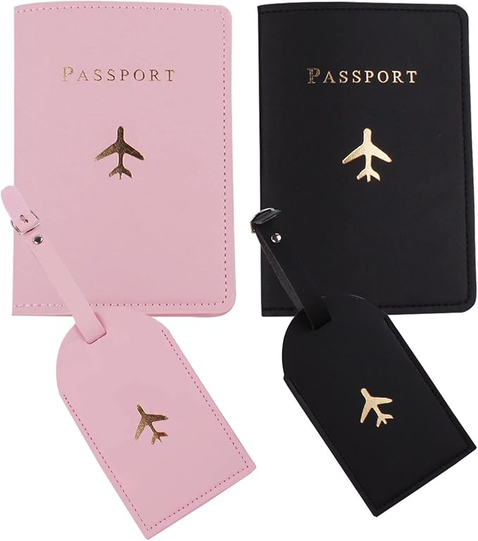 Passport Wallets Travel Holder Set, Honeymoon gift, couple passport holder for honeymoon, Travel Luggage Tags Passport Cover for Wedding Bridal Shower Gift