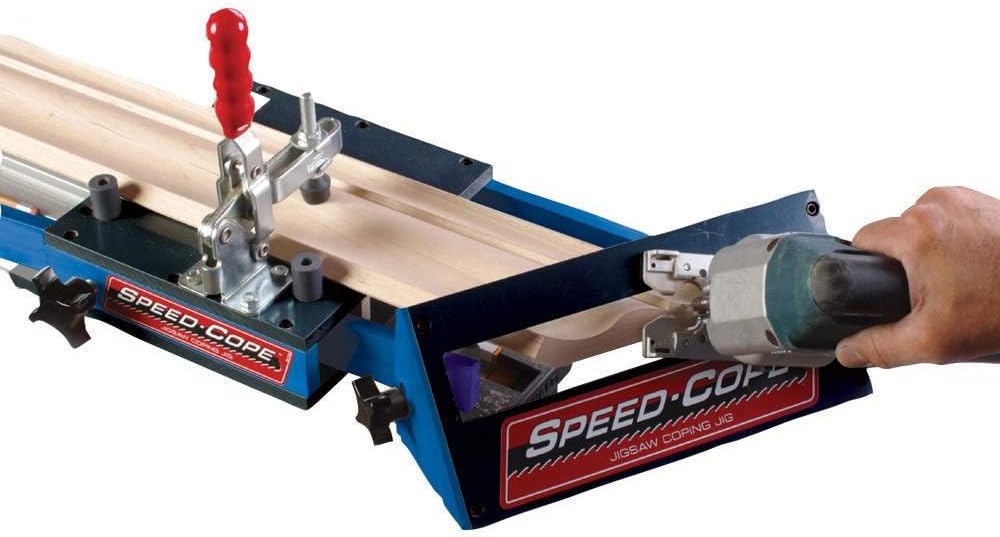 Rockler Speed-Cope Crown Molding Jig - Durable Crown Molding Tool w/Adjustable Handle - Perfect Power Tools for Tricky Cope Cut up to 7-1/4" Wide, 45° & 90° Inside Miters, Flat Miters, & More