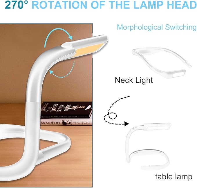 LED Neck Reading Light, Book Light for Reading in Bed, Adjustable Brightness Desk Lamp,3 Color, with Bendable Arms, Suitable for Repairing, Night Running, Walking, Knitting, Camping