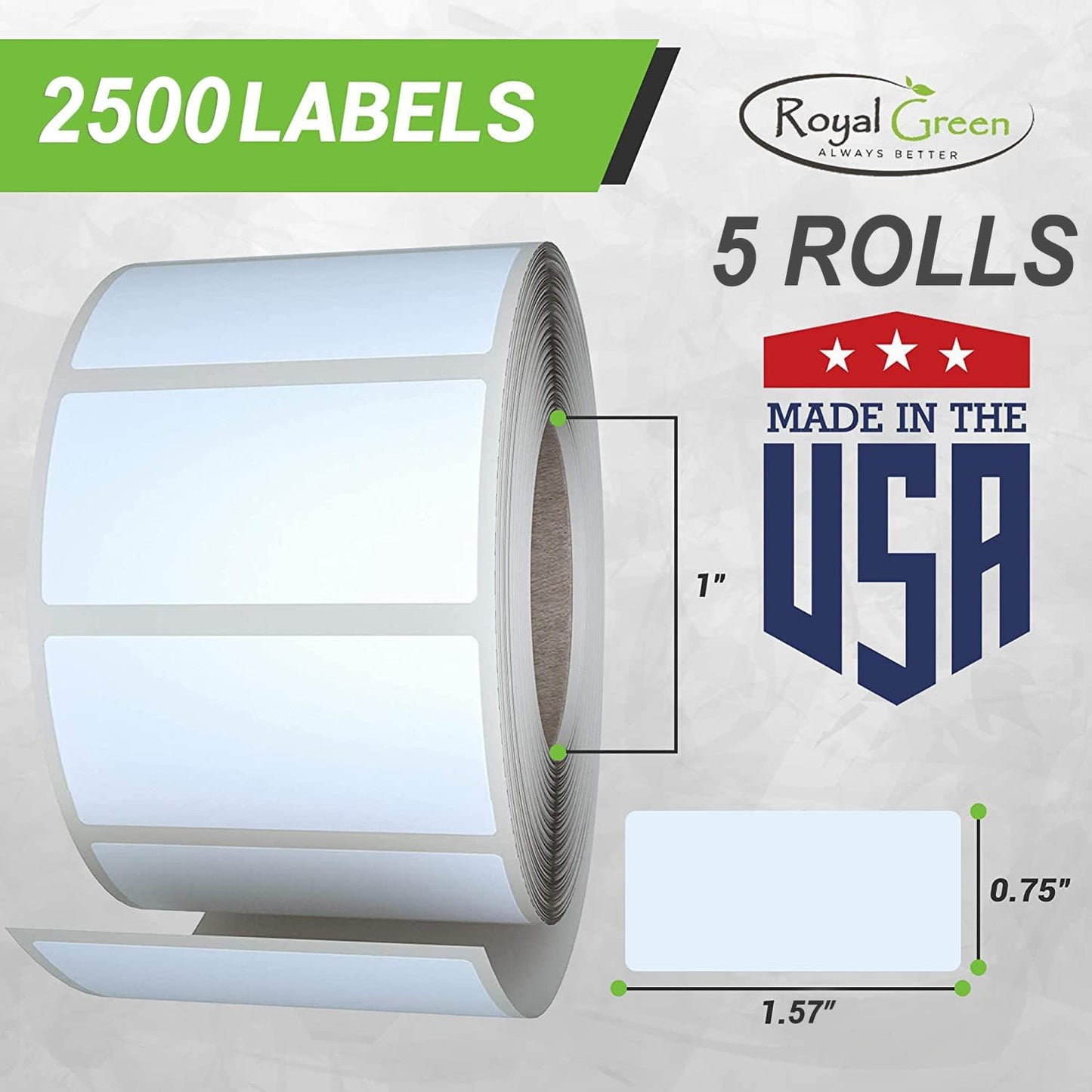 Small Color-Coding Label Roll 40mm x 19mm, 5 Rolls- 2500-Pack, Rectangular Labels Paper Sheets Bulk 1.57in x 0.75 in (Neon Orange) by Royal Green