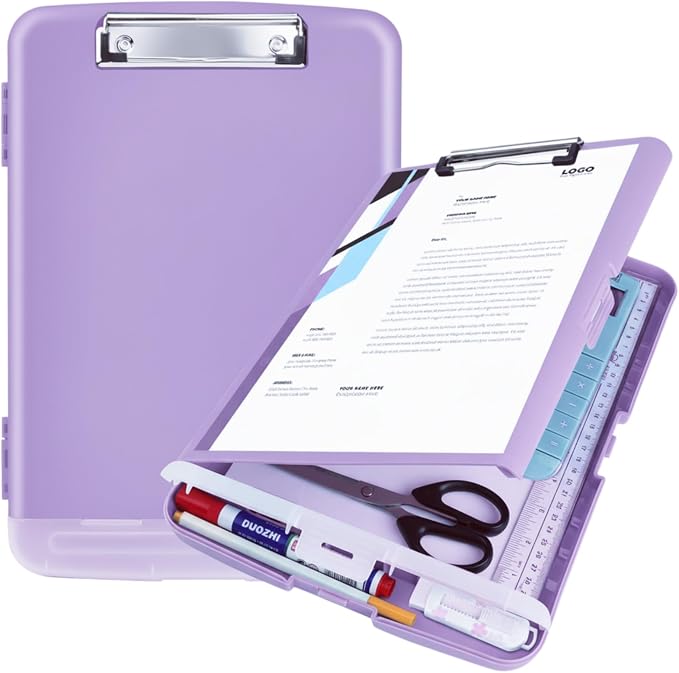 Clipboard with Storage Heavy Duty,Clip Boards 8.5x11 with Pen Holder,High Capacity Nursing Clipboard Case,Side Opening,A4 Letter Size for Office,School and Home,Light Purple Lavender