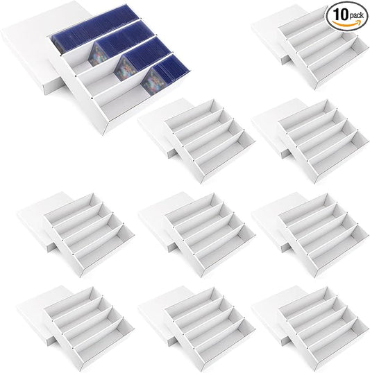 10-Pack Toploader Trading Card Storage Box, 4 Row 3200 Count White Cardboard Storage Box for Basketball/MTG/TCG/Sports/Game Cards