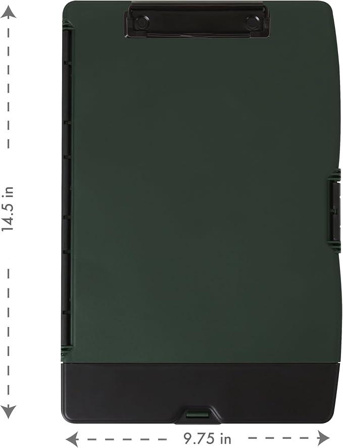 Dexas Folio Clipcase Professional Storage Clipboard with Pen Storage Compartment, 9.75 x 14.75, A4, Forest. Ideal for Teachers, Nurses, Coaches, Students, Trades, Homeschooling (Pack of 6)