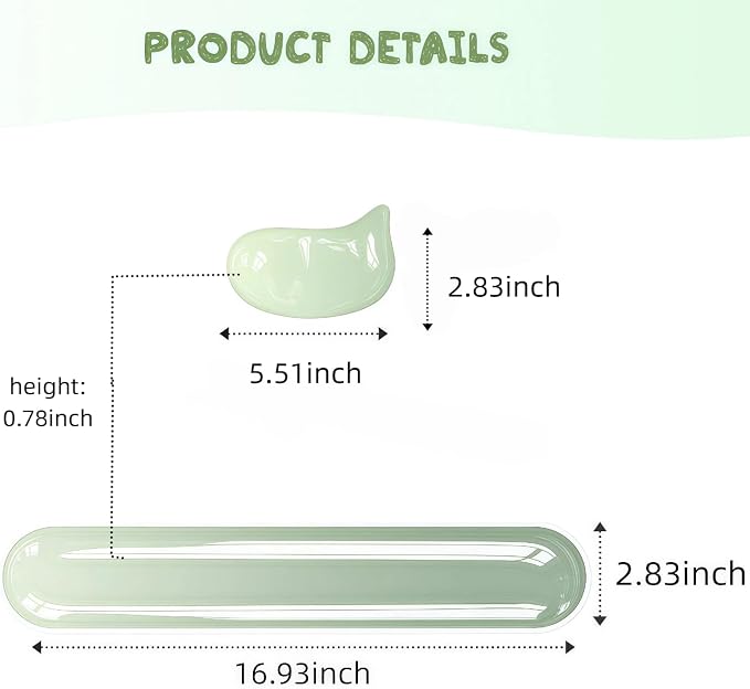 Gel Wrist Rest for Keyboard,Office & Gaming,Green Silicone 2-Piece Set | Clear green silicone gel, office/gaming,60%/68%/75% keyboards,mouse rest,cooling,non-slip, easy cleanErgonomically designed