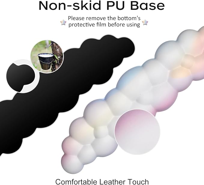 JIKIOU Upgrade Leather Cloud Wrist Rest for Keyboard and Mouse & Cup Pad | Wish Gift-Cute Cloud Shape, Comfortable and don’t Irritate to Skin, Non-Slip PU Base,Soft Memory Foam filled for Pain Relief