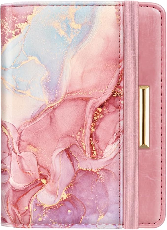 Coco Rossi Passport Holder for Travel Women Slim RFID Passport Cover Wallet | Travel Essentials, Passport Book Holders, Passport Wallet Cover Case, PU Leather, Cute, Thin, Spliced Design, Pink Marble