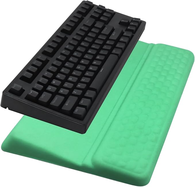 Computer Keyboard Stand with Wrist Rest Support Pad, Green | Ergonomic Comfy Tilted Keyboard Stand Riser Holder Pad for Pain Relief, Soft Memory Foam Desk Cushion for Office Home