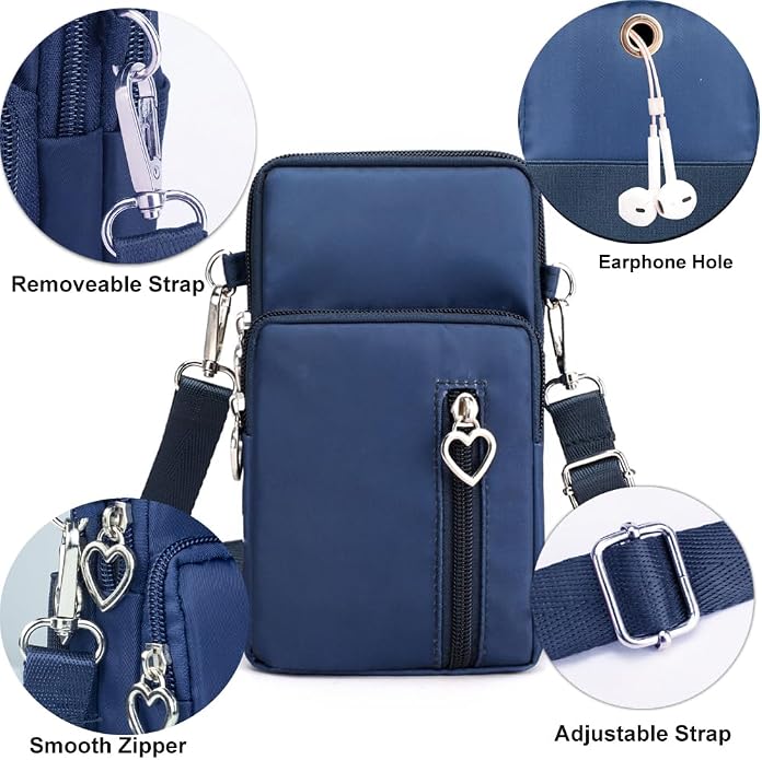 Small Crossbody Bag for Women - Mini Phone Purses with Crossbody Strap and Wallet - Nylon Arm Bag
