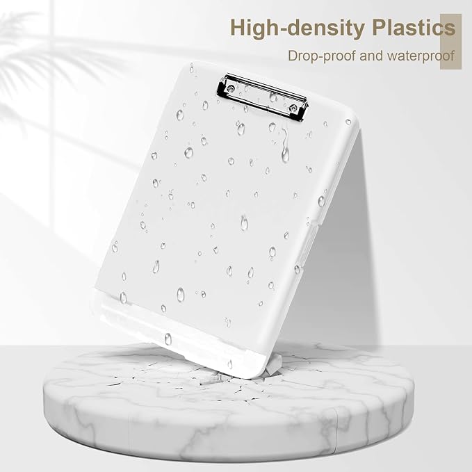 Piasoenc Clipboard with Storage, 8.5 x 11 Clip Board with Pen Holder, White | High Capacity, Heavy Duty Plastic Organization Box for A4 Legal Paper Folder, Folio & Side-Opening Nurses, Teachers, Student