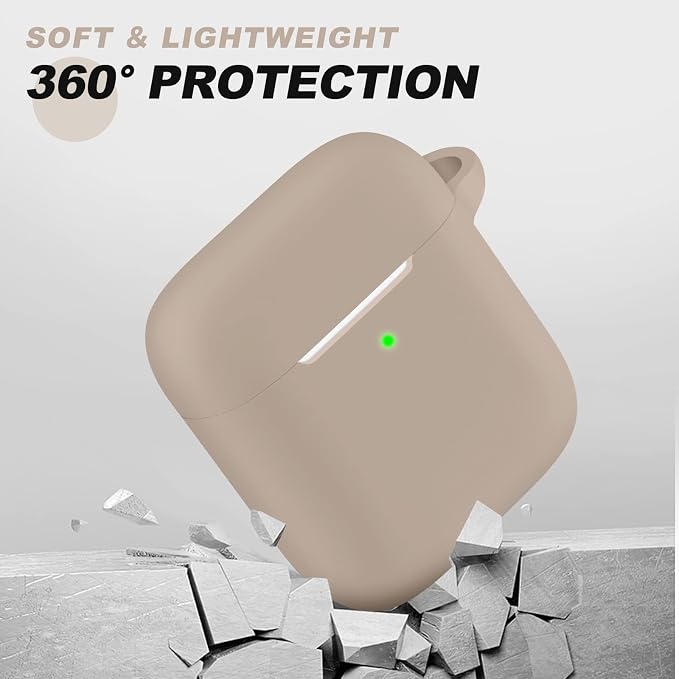 for AirPods Case Cover, Come with Clean Pen，Soft Silicone Protective Cover for Women Men Compatible with Apple AirPods 2nd 1st Generation Charging Case, Front LED Visible,Milk Tea