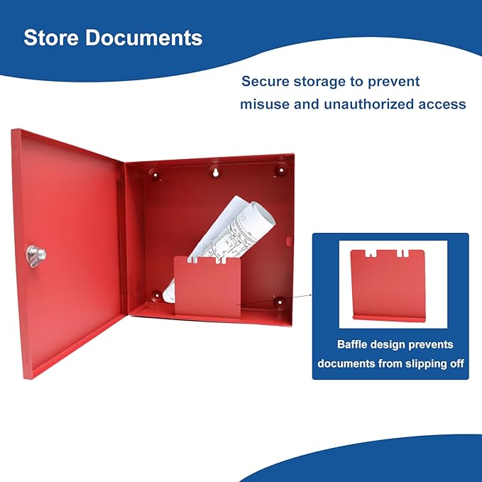 System Record Documents Enclosure, for Fire Alarm System Documentation Storage, Heavy Metal, Thumb Lock, 12” x 12” x 4”