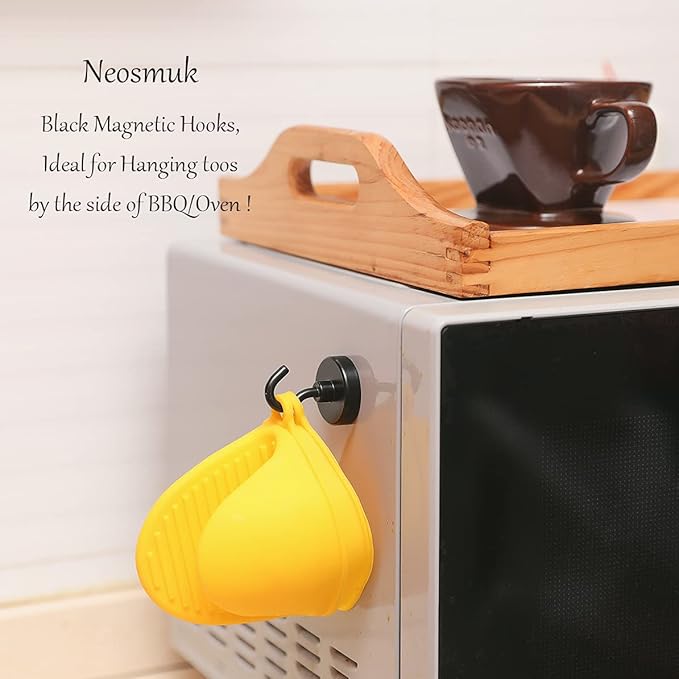 Neosmuk Magnetic Hooks, Heavy Duty 130lb+ Strong Magnet Hook for Cruise Cabins, Cruise Essentials 2026 for Hanging, Metal Wall Refrigerator Hangers (Black, 10 Pack)