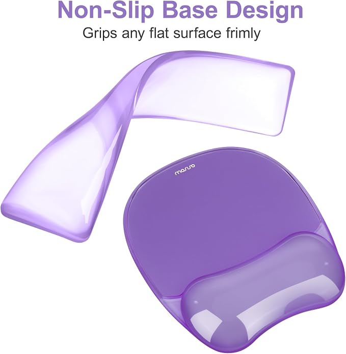 MOSISO Cooling Gel Wrist Rest Support for Mouse Pad&Keyboard Set, Purple | Irregular Oval Ergonomic Mousepad Keyboard Pad Non-Slip Base Home/Office Pain Relief&Gel Easy Typing Pad for Computer Laptop