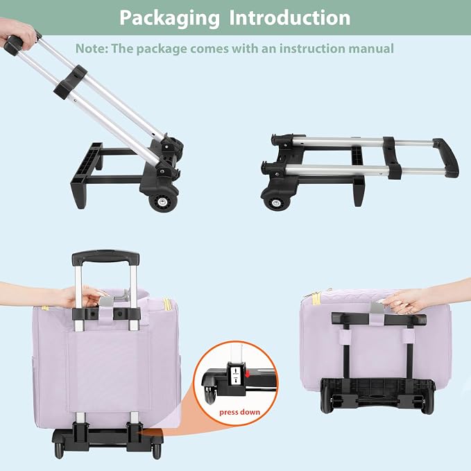 MATEIN Rolling Briefcase for Women, 15.6 Inch Rolling Work Bag with Wheels | Detachable Cart, with Insulated Lunch Box, Computer Bag, Rolling Briefcase for Nurse Work Business Office