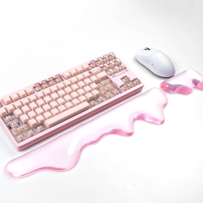 Ergonomic Gel Wrist Rest for Keyboard and Mouse, Pink Wrist Rest Set, Cute Wrist Rest for Computer Keyboard 60%/68%/75%,Comfort & Support for Typing and Gaming