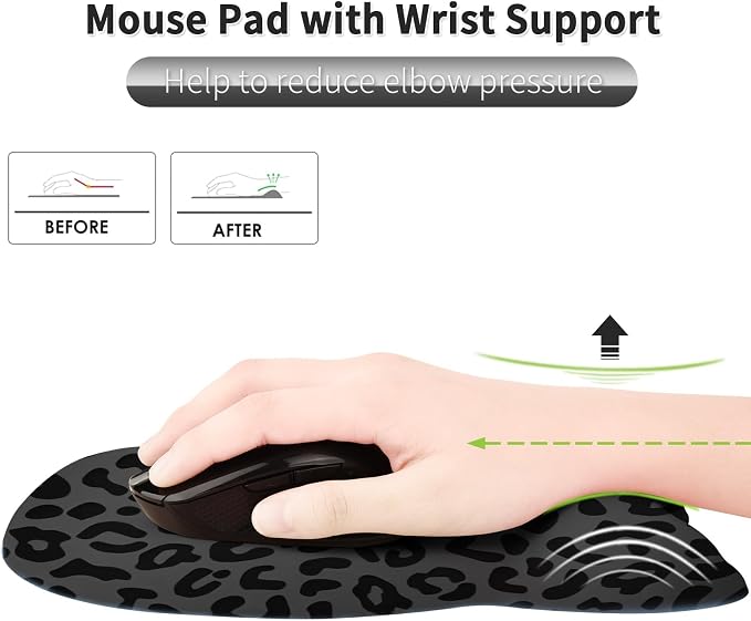 EooCoo Ergonomic Mouse Pad with Wrist Rest, Memory Foam Support Mousepad | Non-Slip Base for Computer, Cafe, Home & Office, 9.64 x 8.26 in Office Desk Accessories, Carpal Tunnel Relief