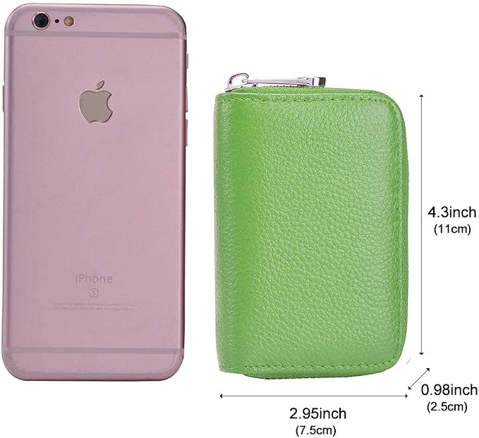 RFID Credit Card Holder Genuine Leather Credit Card Wallet with Zipper | RFID