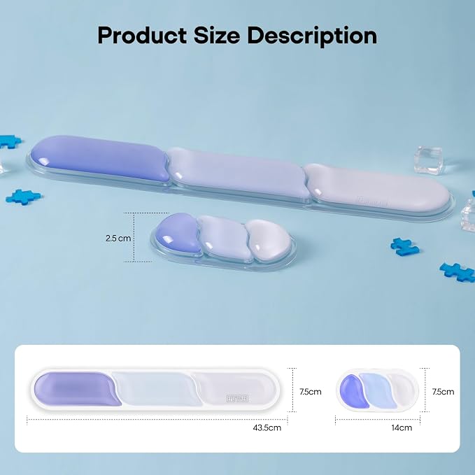 EPOMAKER CloudGel Wrist Rest for Keyboard and Mouse, 2 Pieces | Silicone Wrist Support, Anti-Slip Rubber Bottom, Ergonomic Design, Suitable for Office/Computer/Laptop/Gaming (Blue)
