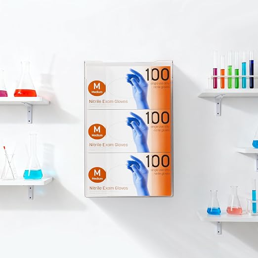 Acrylic Glove Box Holder Wall Mount With Adhesive,No Drilling Disposable Medical Rubber Glove Holder on Wall & Hanging Hospital Hair Net,Mask,Latex Gloves Dispenser,Gloves Rack & Storage,Clear