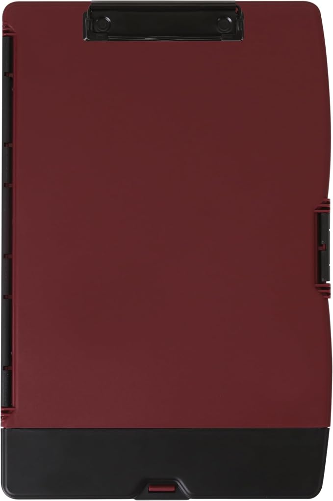 Dexas Folio Clipcase Professional Storage Clipboard with Pen Storage Compartment, 9.75 x 14.75, A4, Merlot. Ideal for Teachers, Nurses, Coaches, Students, Trades, Homeschooling