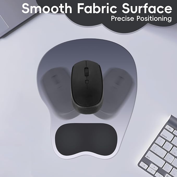 Ergonomic Mouse Pad,Non Slip Mousepad Wrist Rest Support for Office, Computer, Laptop & Mac(A-Black Grey)