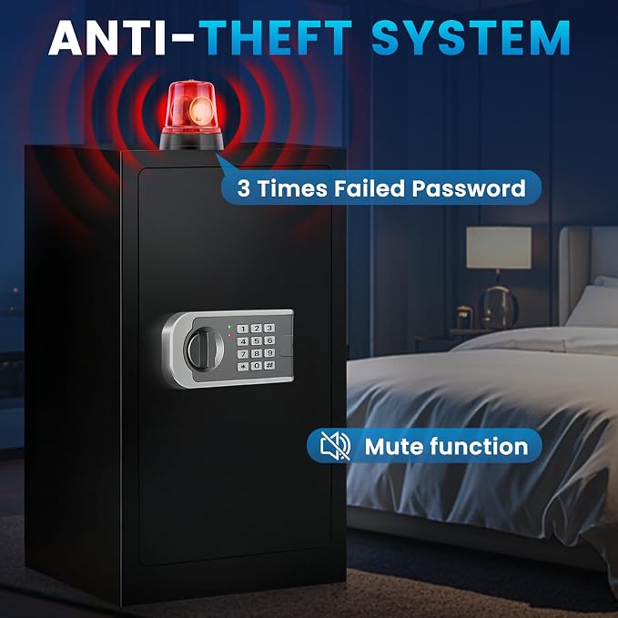 [2026 Upgraded] 35 Mins Heavy Duty Fireproof Safe, 7.5 Cuft Home Safe | Fire Proof Safe with Digital Keypad Keys, Smart Alert, Mute Mode, Security Safes for Home Office Documents