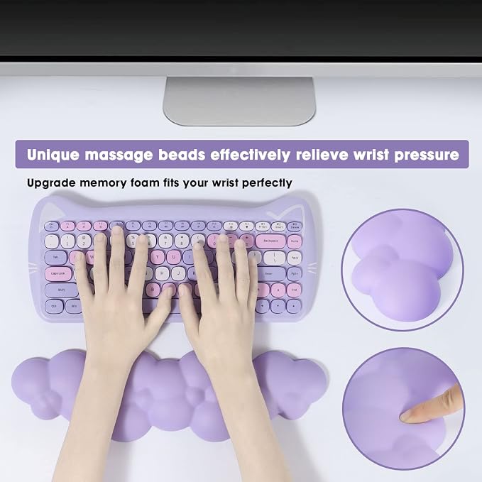 Gaming Keyboard Wrist Rest Pad,Memory Foam Palm Rest, Ergonomic Hand Rest,Wrist for Computer Keyboard,Laptop,Mac,Lightweight Easy Typing Pain Relief-Purple