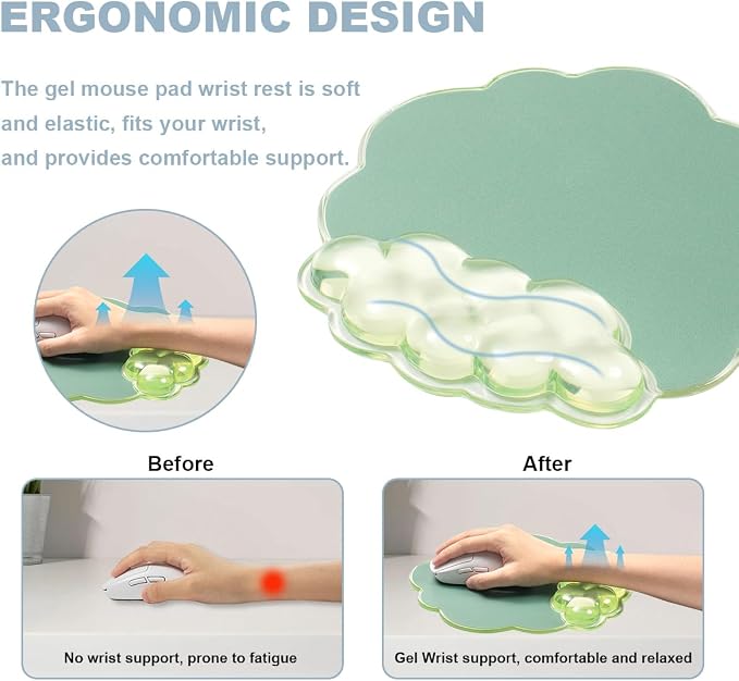 Cloud Wrist Rest and Cloud Mouse Pad for Keyboard and Mouse Pain Relief | Cooling Comfort Pain & Fatigue Relief Easy to Clean Office Accessories
