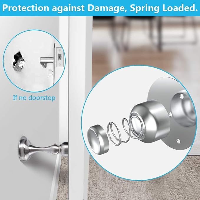 WINONLY Door Stopper, Magnetic Door Stop, Stainless Steel, Magnetic Door Catch, 3M Double-Sided Adhesive Tape, No Drilling, Screws for Stronger Mount, Hold Your Door Open, 1 Pack to Have a Try