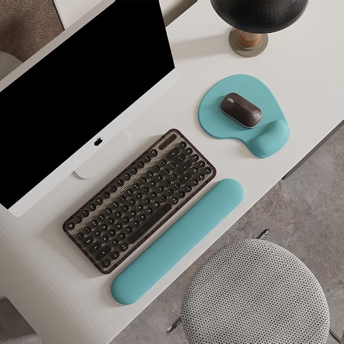 Office Mousepad with Gel Wrist Support - Ergonomic Gaming Desktop Mouse Pad Wrist Rest - Design Gamepad Mat Rubber Base for Laptop Computer -Silicone Non-Slip Special-Textured Surface (04Blue)