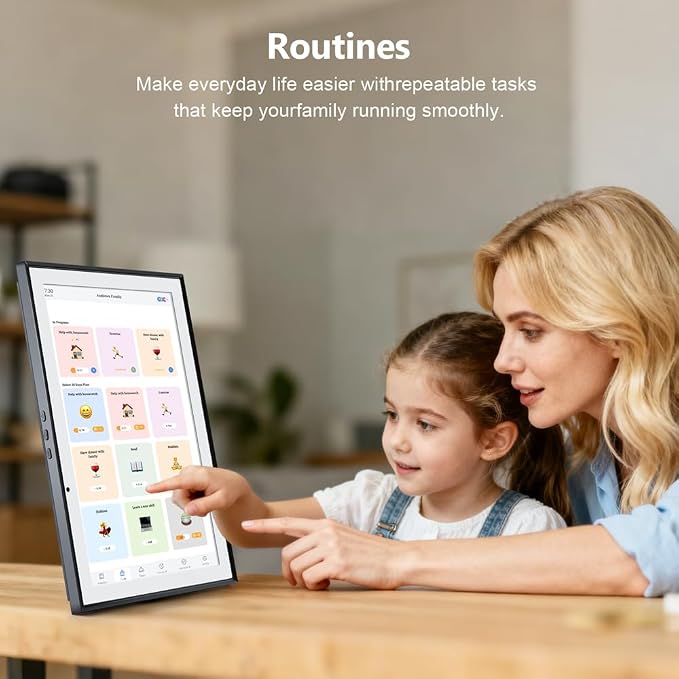 Digital Calendar 10.1 Inch Smart Electronic Planner, IPS Touch Screen, 32GB, Electronic Slideshow, Wall-mounted with Third-Party Calendar Sync, Chore Tracker, Meal Plan & Photo Display, Gifs for Mom