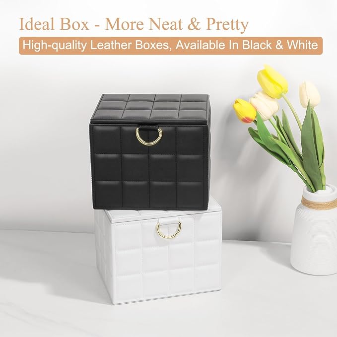 Disposable Face Towel Holder Box XL for Clean Skin Club Organizers | Black PU Leather Face Towels Container, Reusable Organizer for Clean Skin Towel Makeup Wipe Holder Counter Bathroom Storage