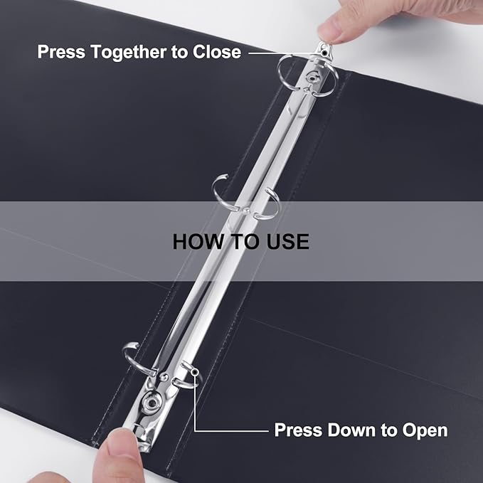 3 Ring Binder 1-1/2 Inch, ViVin Sturdy 1.5"-Round Ring Binder with 2 Interior Pockets, Clear View Cover, PVC-Free, Fits 300 Sheets of 8.5'' x 11'' Paper, Office Home School (6 Pack, Black)