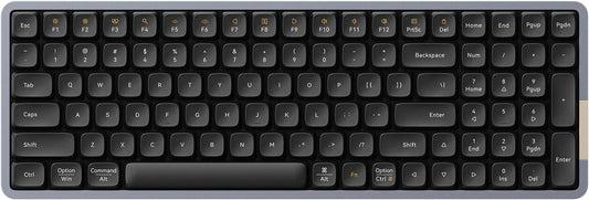 LOFREE Flow Low Profile Mechanical Keyboard, 100 Keys Rechargeable Wireless Keyboards with Bluetooth and Wired Connection for Windows, Mac OS/Black Phantom Tactile Switches