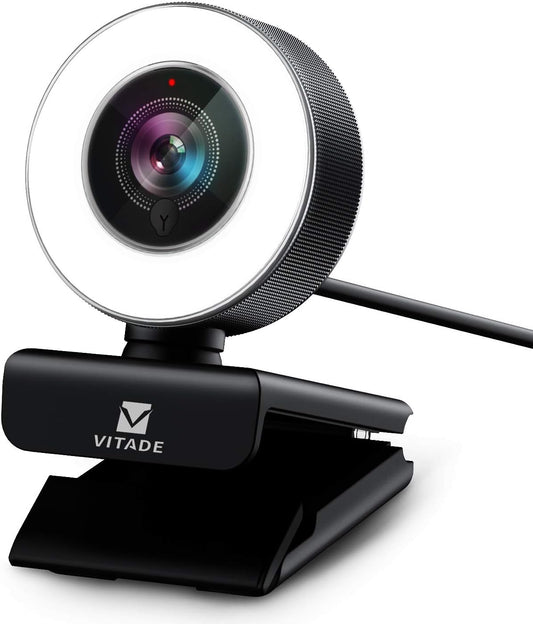 PC Webcam for Streaming HD 1080P, 960A USB Pro Computer Web Camera Video Cam for Mac Windows Laptop Conferencing Gaming Webcam with Ring Light & Microphone