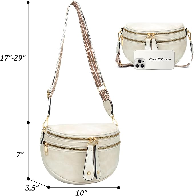 KKXIU Crossbody Bags for Women Vegan Leather Travel Bum Bag | Trendy Fanny Waist Pack | Shoulder Purse with Adjustable Strap