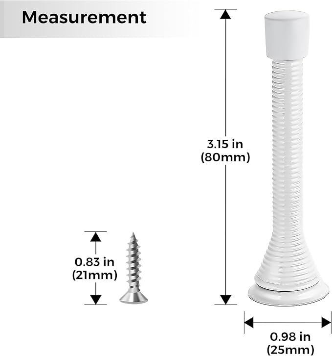 Ravinte Door Stoppers, 12 Pack White Spring Door Stops with Rubber Bumper, Door Stoppers for Bottom of Door