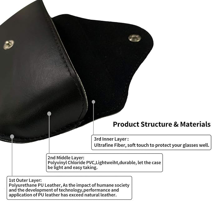 LogHog Portable Leather Glasses Case,Flexible Sunglasses Pouch Slim Case for Women Men Horizontal Eyeglass Case