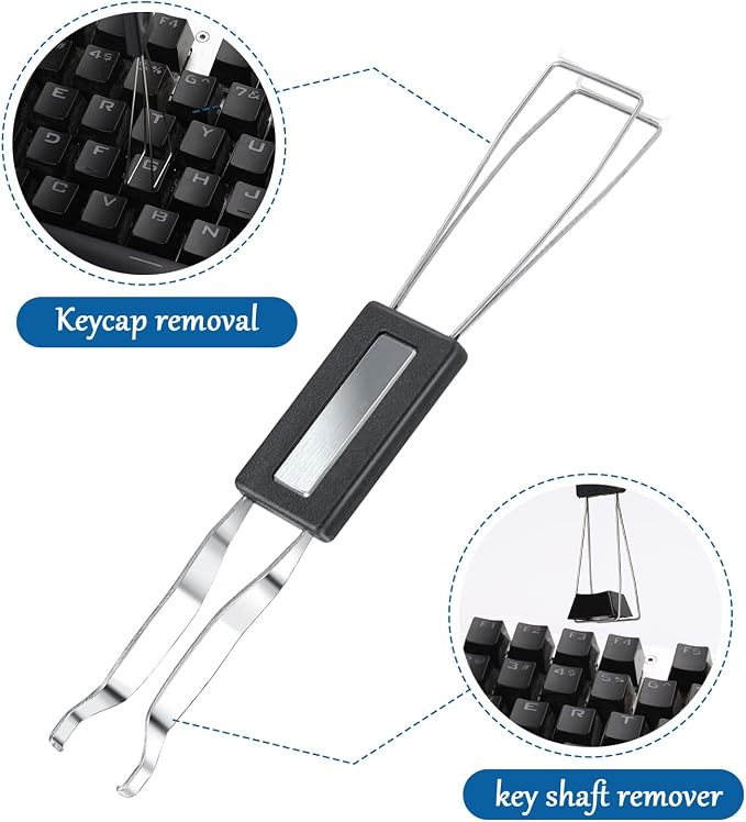2PCS Keycap Puller and Switch Puller with 2PCS Keyboard Brush, Keycap Remover Switch Puller Mechanical Stainless Steel Keyboard Remover Keyboard Cleaning and Fixing Tool for Mechanical Keyboard