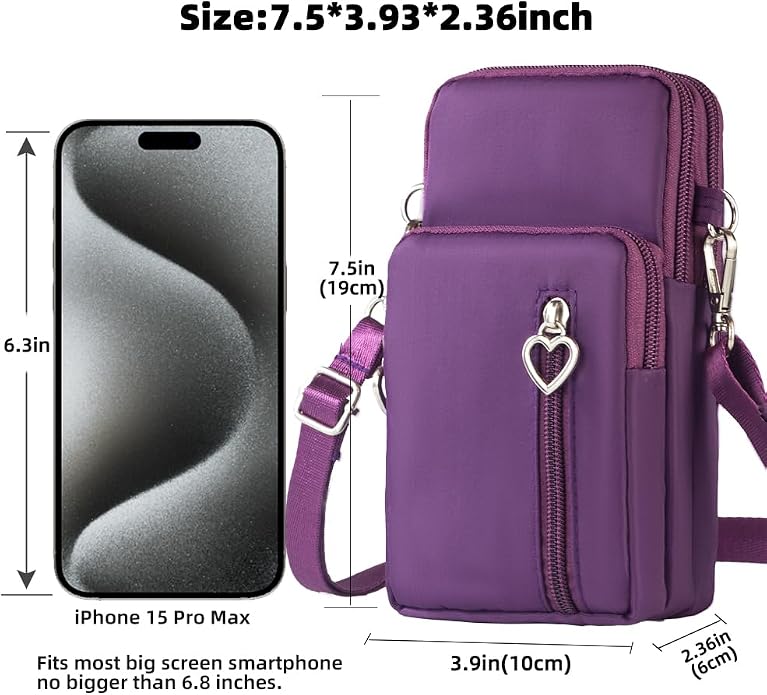 Small Crossbody Bag for Women - Mini Phone Purses with Crossbody Strap and Wallet - Nylon Arm Bag