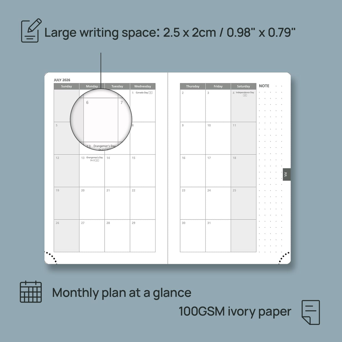 POPRUN Weekly Planner 2026 Pocket Size Calendar (4" x 6.25") 12 Months Notebook with Horizontal Layout, Leather Soft Cover, Inner Pocket, 100GSM Thick Paper, Pen Holder - Petrol Green