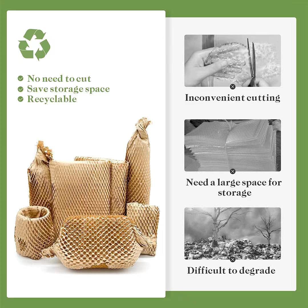 Honeycomb Packing Paper, 12" x 35' Honeycomb Cushioning Wrap Roll for Moving Shipping Packaging Gifts, Recyclable Honeycomb Paper Moving Supplies Bubble Paper Wrapping Protective Roll
