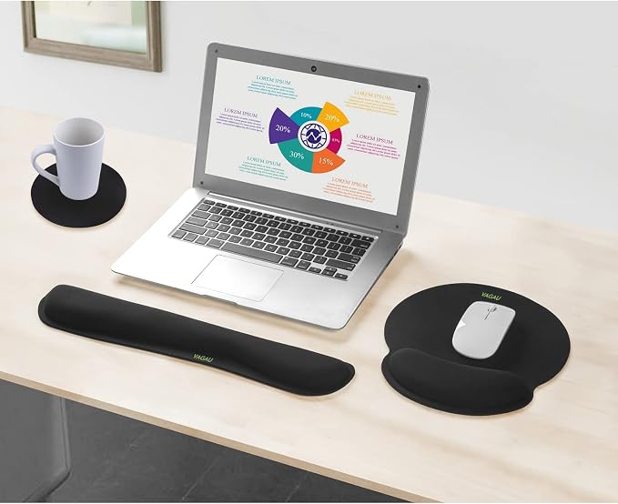 VAGAU Premium Keyboard Wrist Rest and Mouse Pad Wrist Support | Ergonomic Memory Foam Set for Office, Laptop, Mac, Computer and Gaming, Comfortable Typing &Wrist Pain Relief