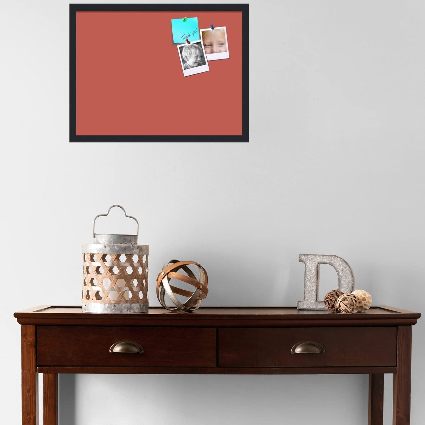 PinPix 24x18 Inch Cork Bulletin Board. This Decorative Framed Pin Board Comes with Crimson Pastel Design and a Satin Black Frame. Ideal for Home Office Decor or Message Board (PinPix-1807)