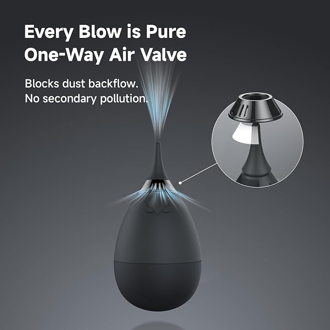 VSGO Camera Air Blower for Lens and Sensor Cleaning, Blue | One-Way Air Valve; Tumbler Base Keeps Nozzle Raised; Soft Silicone Body; Easy-Squeeze Design; Pocket-Friendly