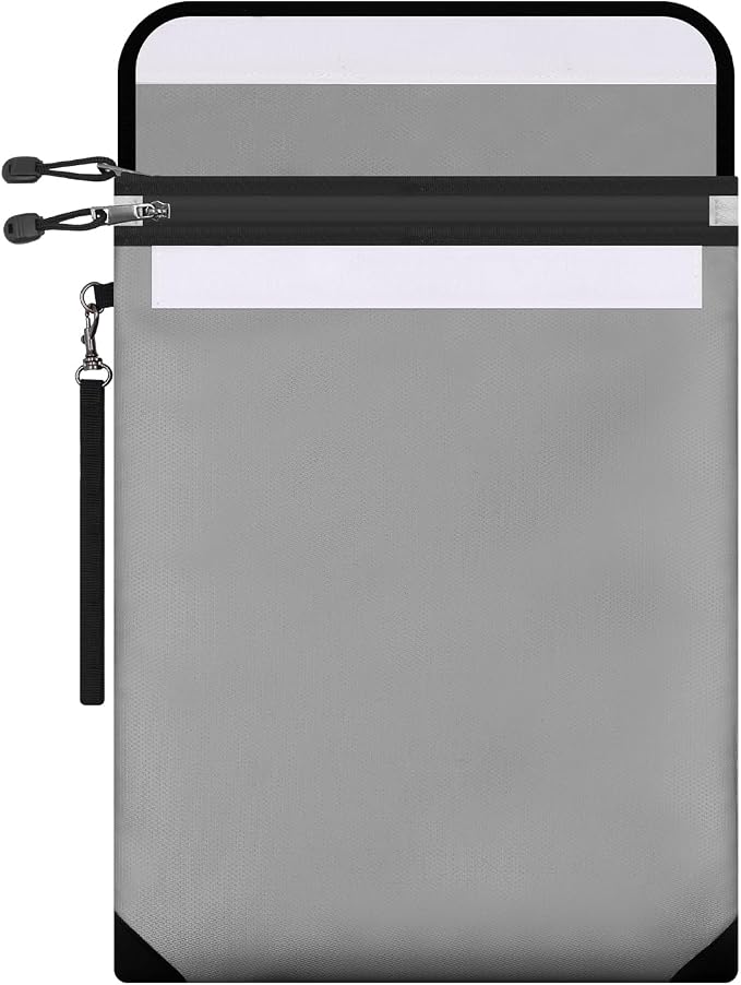 Fireproof Document Bag 15.5"x11.2", Dual Zipper Pockets, Waterproof Fire Resistant Safe for Legal & A4 Size Papers, Important Document & Money Organizer for Home Office & Travel
